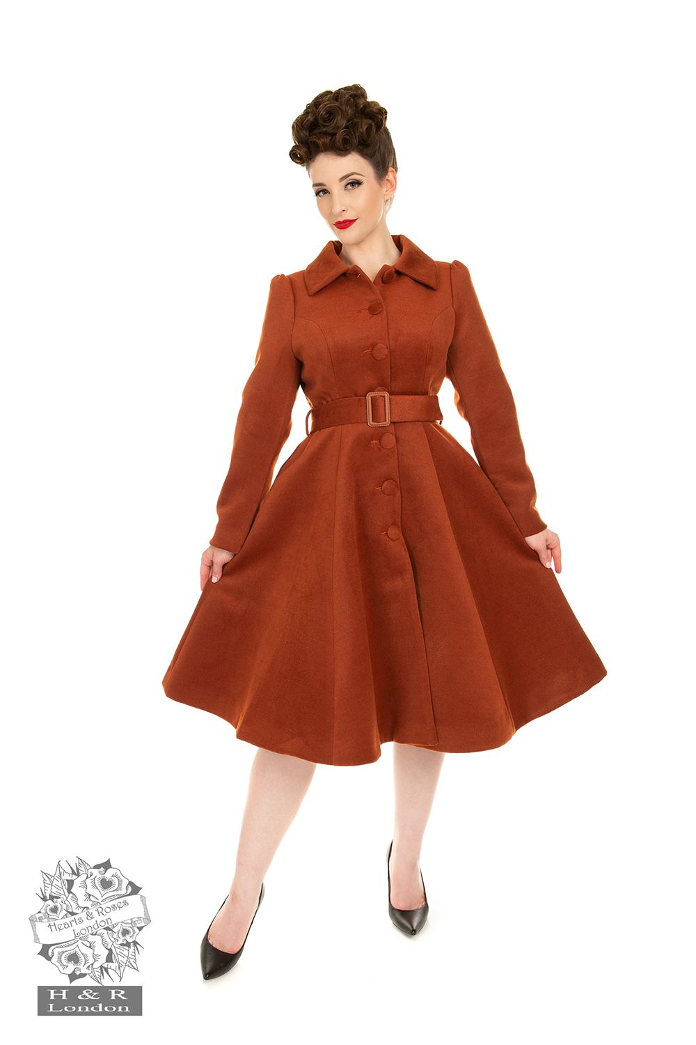 Evelyn Swing Coat in Burgundy